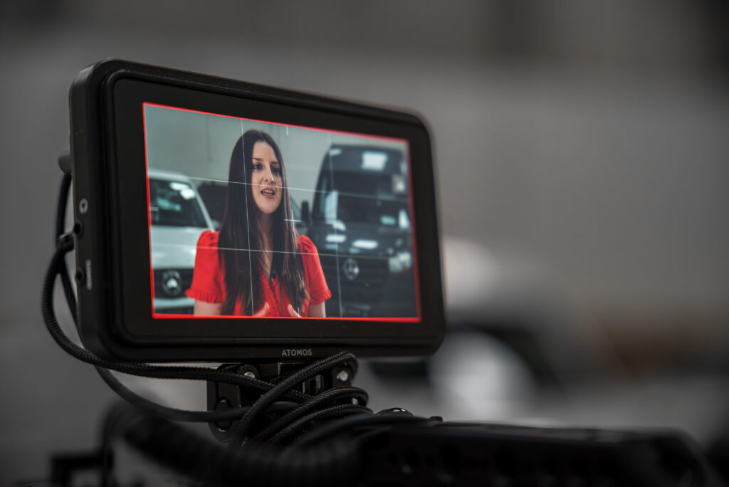 Woman on camera sharing her career experience